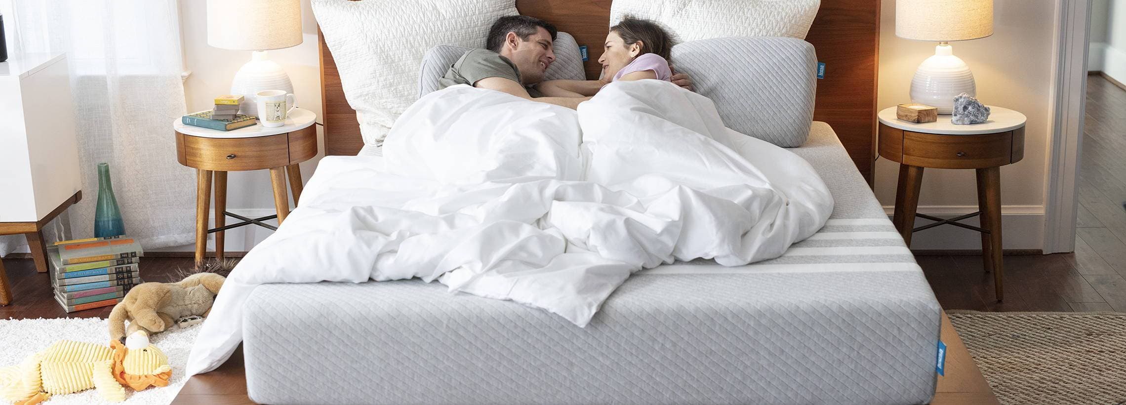 A couple in a Leesa bed together