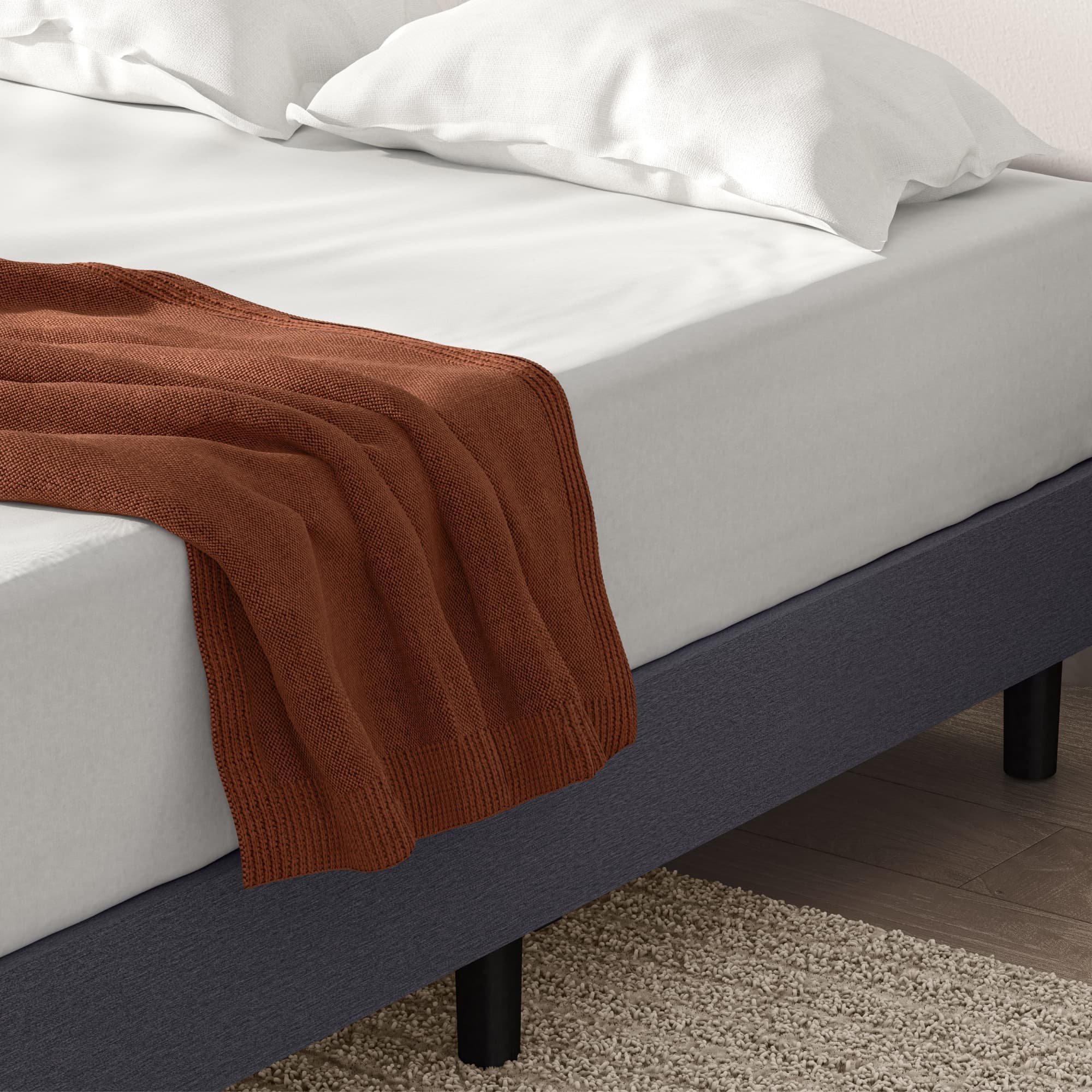 Leesa mattress with a throw